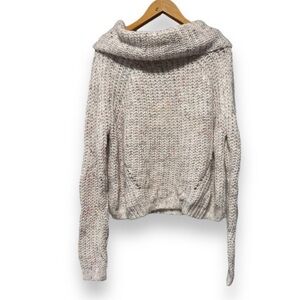 Moon & Madison Beige Speckled Cowl Neck Cropped Sweater Women's Size Medium NWT